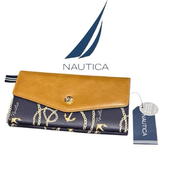Nautica Blue and Brown Women's Clutch - Picture 1 of 14